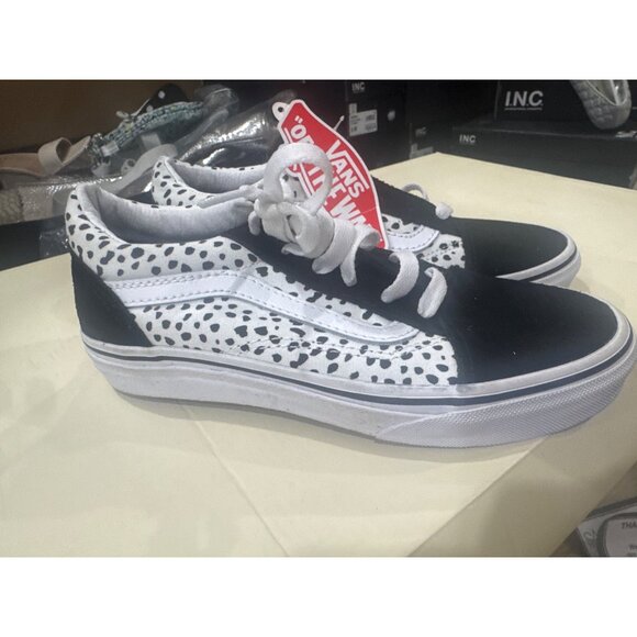 Vans Kids Old Skool Dalmation Print Sneakers Black/White Size 3.0 US - Picture 2 of 5